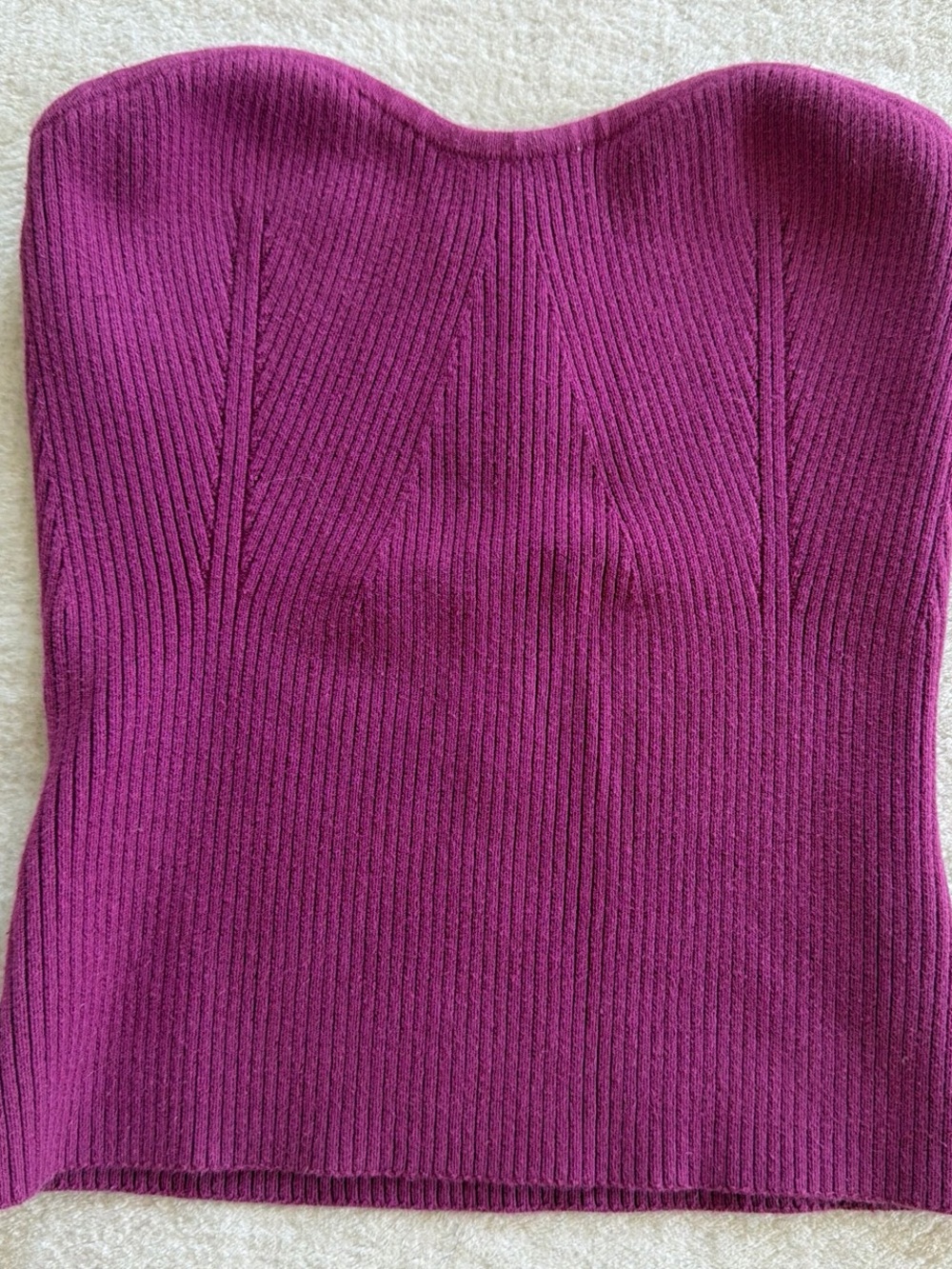 Off-the-Shoulder Ribbed Sweater Top in Deep Magenta